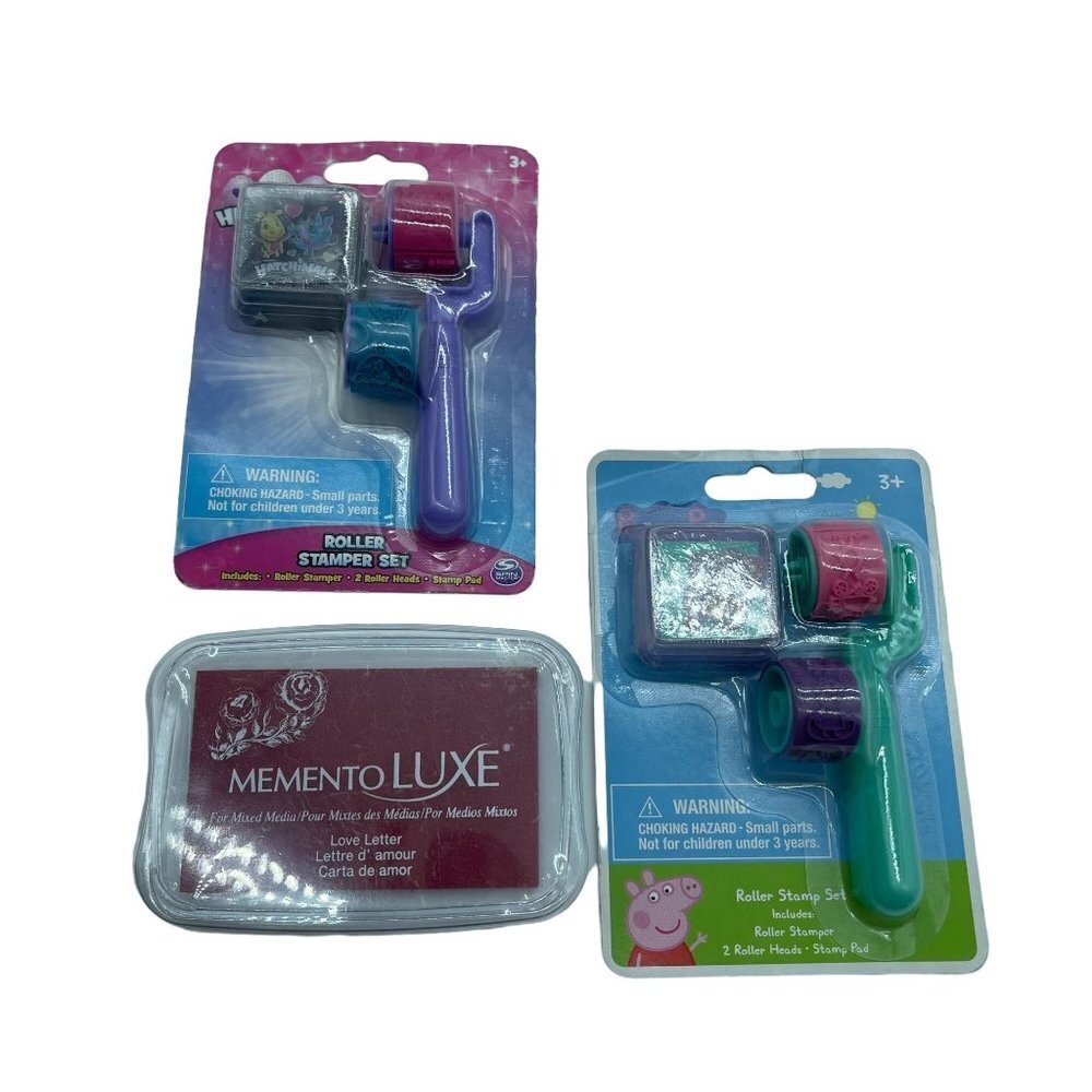 Roller Stamp Sets Peppa Pig Hatchimals Red Ink Pad Memento Luxe